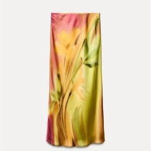Zara Multicolor Floral Midi Skirt
